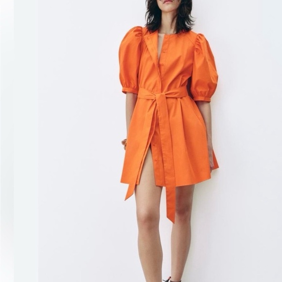 Zara Dresses & Skirts - Zara ZW Collection Short Poplin Dress Dress Orange